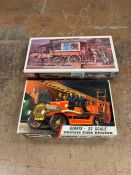 Two boxed model kits to include UPC Medicine Wagon and Airfix Dennis Fire Engine 32 Scale