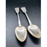 Two small silver dessert spoons. Hallmark London 1843 &1844 Maker Charles Boynton Total Weight 69g