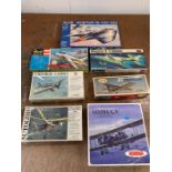 A selection of seven various aircraft kits to include Aurora, Williams Bros and Revell