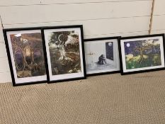 Four framed signed and numbered fantasy prints