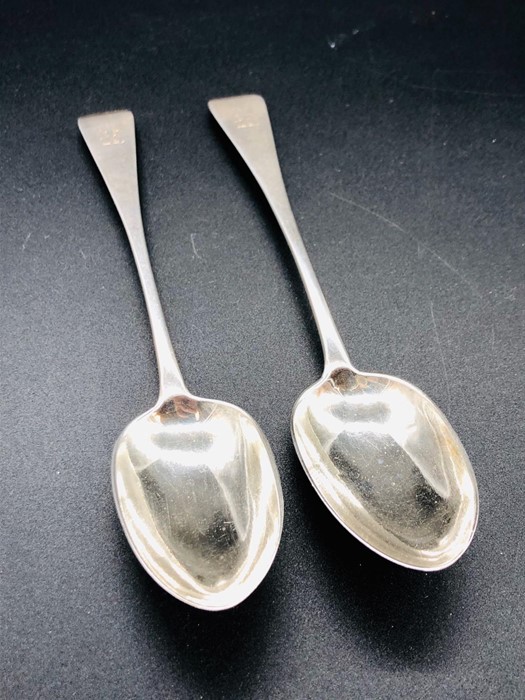 Two Silver Dessert Spoons Hallmark London 1876 Maker George Adams 75g Total Weight