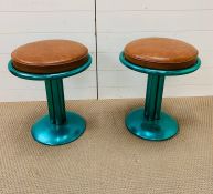 A pair of vintage mid century chrome short stools (H48cm Diam 43cm)