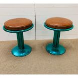 A pair of vintage mid century chrome short stools (H48cm Diam 43cm)