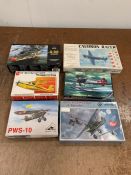 A selection of six boxed variourate Minature A-to include Nakotne Fighter 1/72, PWS-10, Ami