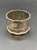 A Silver hallmarked Birmingham napkin ring