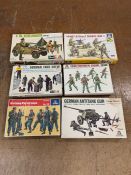 A selection of Six boxed army model kits by Italeri and Italaerei, to include German Paratroops No