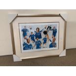 A framed print of Chelsea football team "Millennium Blues" by Patrick Loan 256/850 All proceeds from