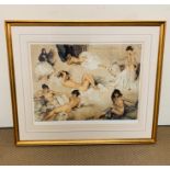 A framed contemporary print of nudes