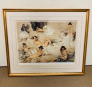 A framed contemporary print of nudes