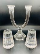 Nachtman crystal candlestick and a pair of Villeroy and Boch glass candlesticks