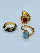 Three quality costume jewellery rings.