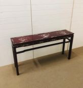 A Chinese Altar Table with mother of pearl design.(H82cm W153cm D36cm)
