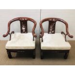 A Pair of Chinese Wedding Chairs with mother of pearl design.