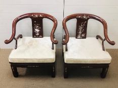 A Pair of Chinese Wedding Chairs with mother of pearl design.