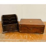 A wooden desk organiser and a wooden desk top box