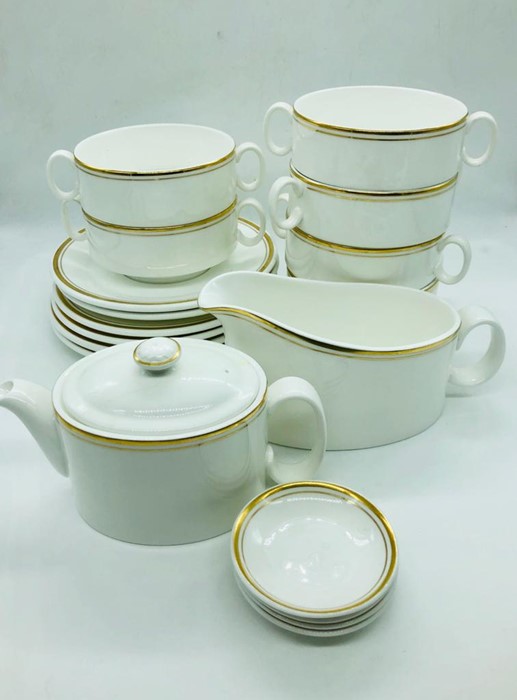 A selection of Royal Doulton China ware to include six soup bowls and saucers, a sauce jug, a