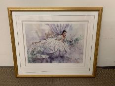 A signed framed print by Gordon King "Champagne and Silk"