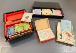 Selection of vintage cards and bridge board