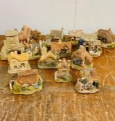 Fourteen Lilliput Lane and other makers model cottages