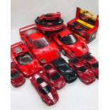 A selection of Ferrari model toy cars by Hotwheels, mattel, maisto