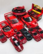 A selection of Ferrari model toy cars by Hotwheels, mattel, maisto