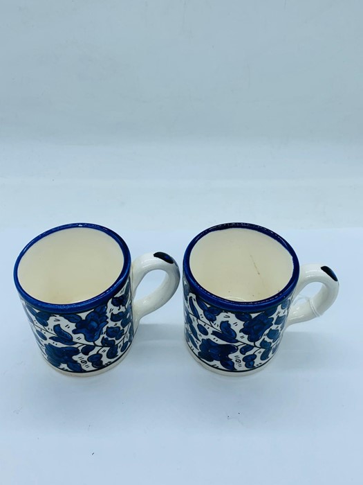 A pair of decorative blue and white coffee cans - Image 2 of 2