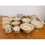 A collection of Studio Pottery with jugs and small dishes