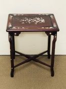 Chinese side table with mother of pearl design.(H62cm D39cm W50cm)