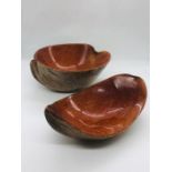 Two decorative coconut shell bowls