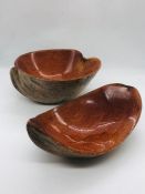 Two decorative coconut shell bowls