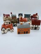 Set of Twelve Muden End Ceramic Cottages Suffolk Studio Pottery