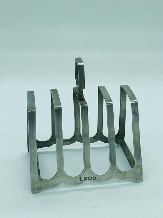 A Hallmark Silver Toast Rack, makers mark JD & S