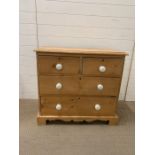 Two over two pine chest of drawers (H74cm D44cm W82cm)