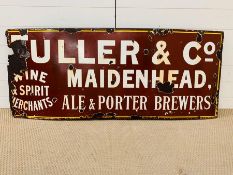 A Large Fuller & Co of Maiden head Enamel adverting Sign H62cm x L152cm