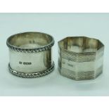 Two Hallmarked Silver napkin rings
