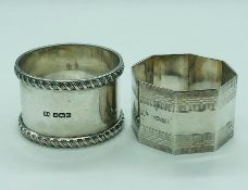 Two Hallmarked Silver napkin rings