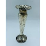 A Walker and Hall silver vase with weighted base (Sheffield Hallmarked)
