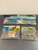 Four sealed Frog model kits to include Fairey Firefly, F206 Gloster Gladiator II, H.M.S Torquay