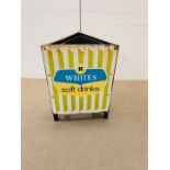 A Vintage R Whites adverting bin with three Sided Enamel signs and original wirer liner.