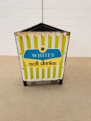 A Vintage R Whites adverting bin with three Sided Enamel signs and original wirer liner.