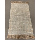 Striped light grey rug, 90% leather 10% jute (158cm x 93cm)