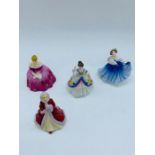 Four Royal Doulton miniature figurines to include Rachel, Victoria, Elaine and Christine