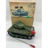 A boxed Stick Shift Army Tank battery operated tanker