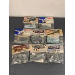 A selection of eight sealed aircraft model kits to include Hawler Hart, Buffalo, Me Bf 109G-6,