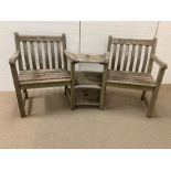 weathered Teak companion seat by Alexander Rose