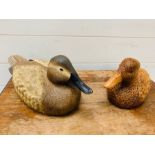 A Pair of Handmade Wooden Ducks by Ron Barr