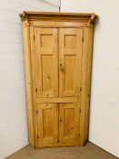 Antique pitch pine corner cabinet with heart shaped shelves