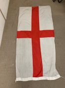 Three Vintage St George's Flags (373cm x 168cm 314cm x 183cm 185cm x 87cm)