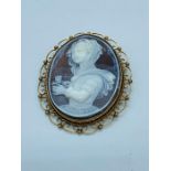 A Boxed Cameo with classical depiction of a lady set in yellow metal.