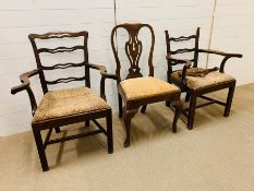 Three mahogany dining chairs (one AF)